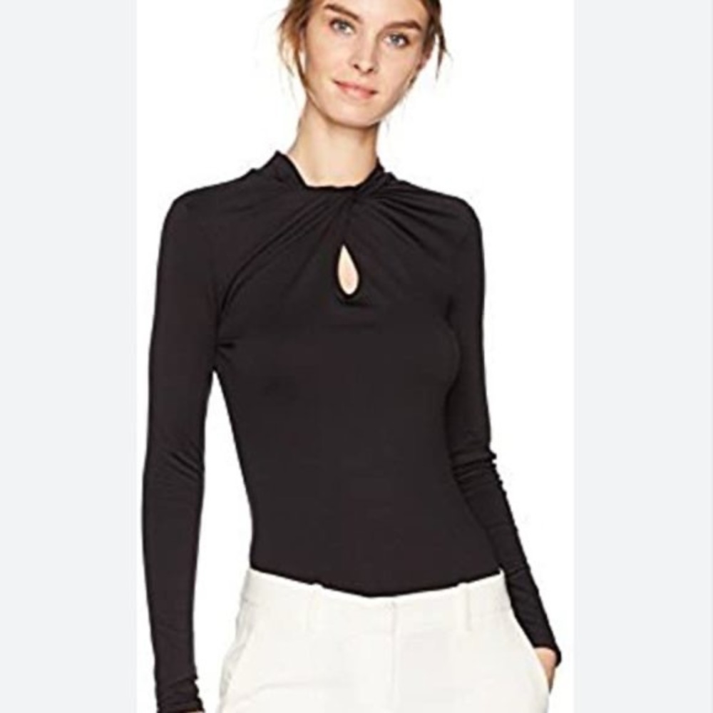 Ted Baker Black Ceecea Twist-Neck Top blouse size 1 NWOT